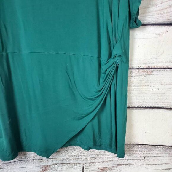 Ava & Viv Women’s 2X Teal Green Short Sleeve Asymmetrical Tunic Dress Rayon Span - Picture 2 of 7